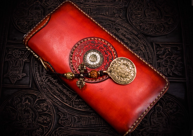 ハンドメイドウォレット メンズロングジッパーウォレット レザークラッチウォレット 長財布