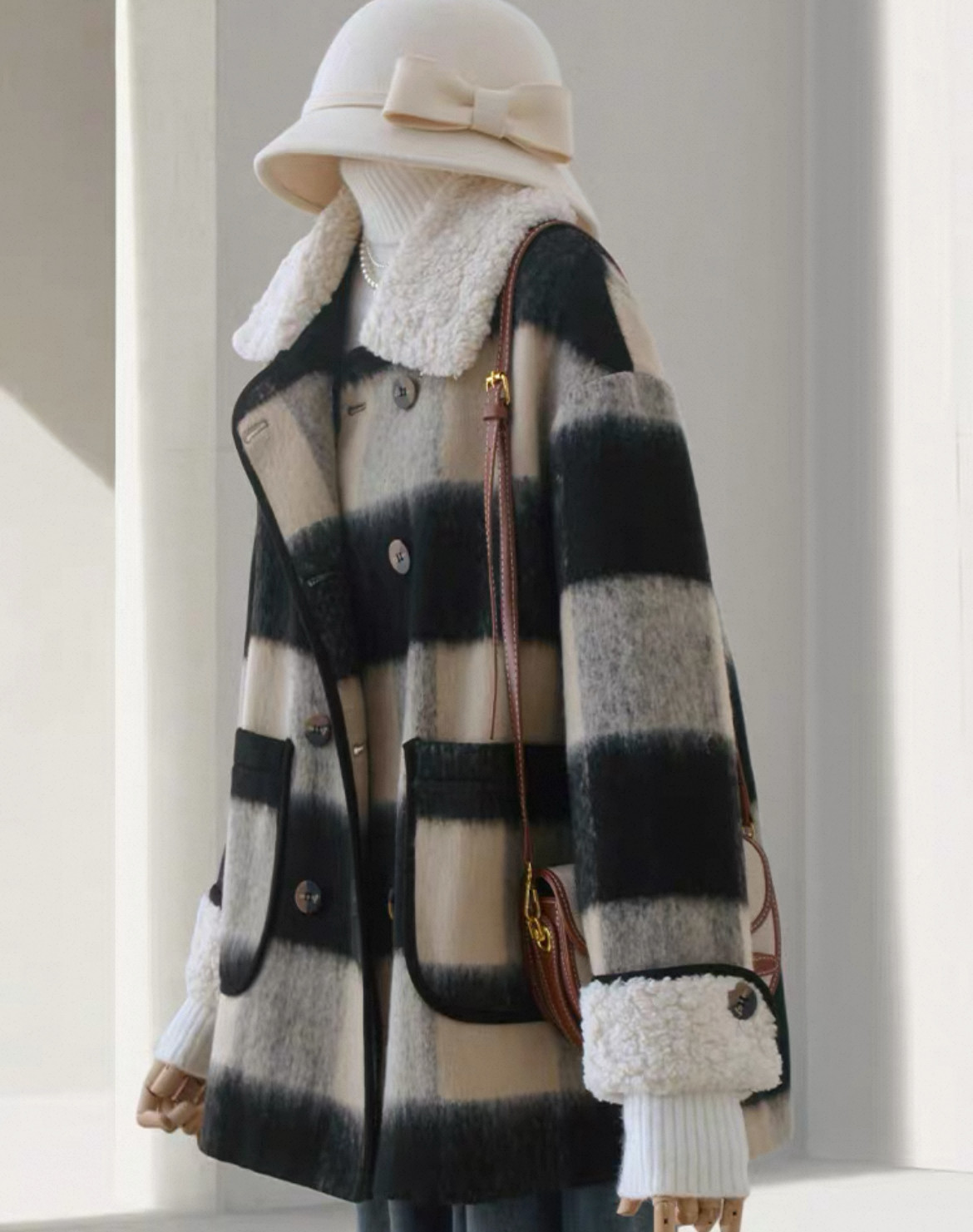 大人が着たいお洒落なコート、綿入れのコート、チェック柄、厚手のコート、冬のコート、防寒対策、秋冬限定、レディース 15,987円