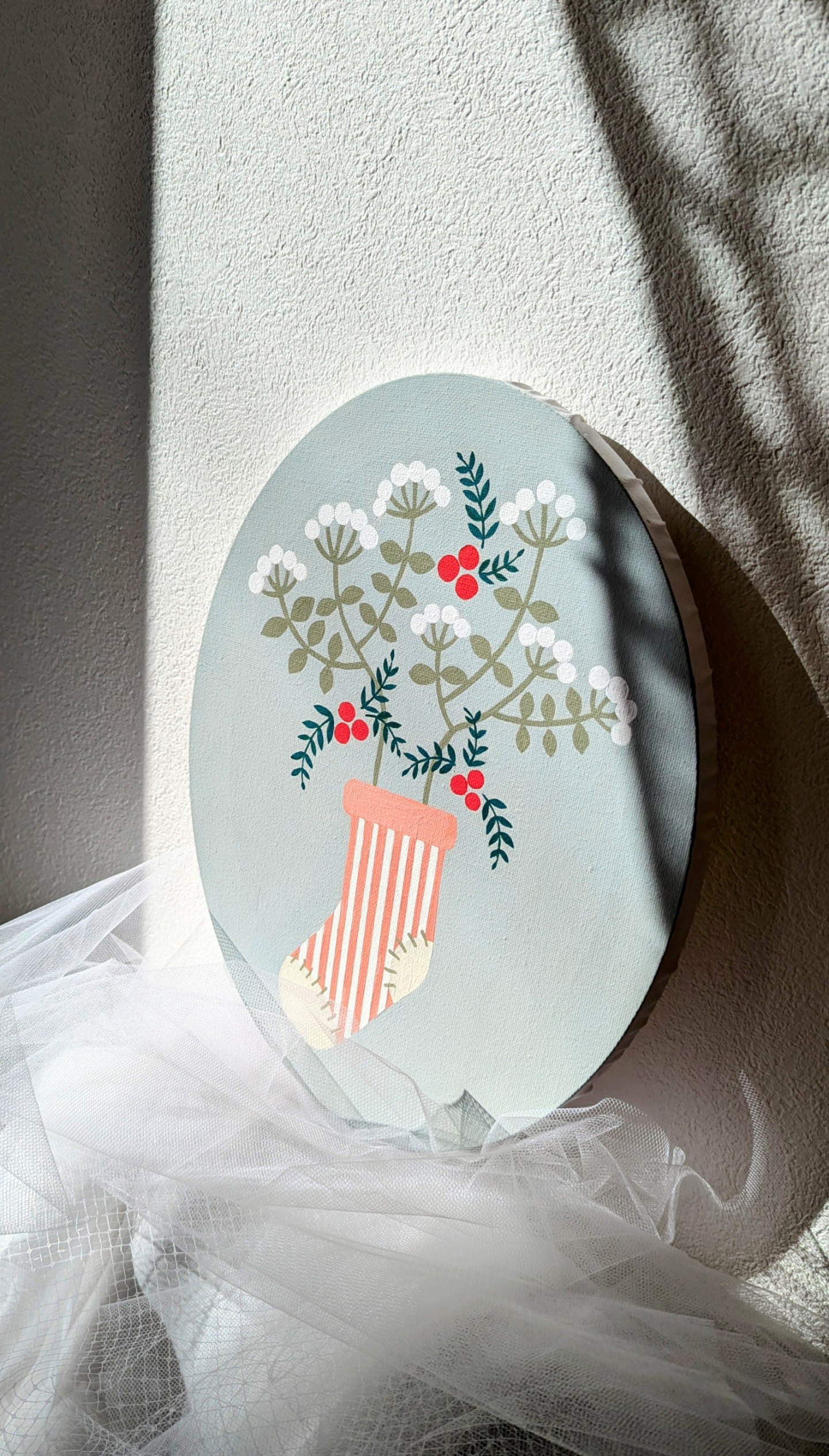 【クリスマス】楕円形キャンバスアート