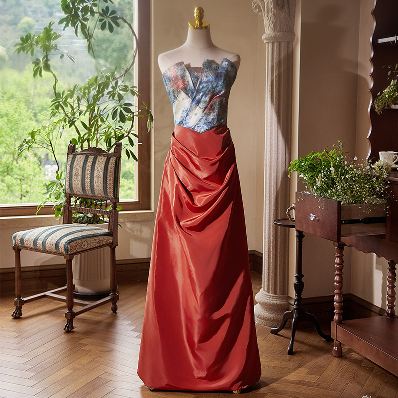 高級感 赤 マーメイドドレス パーティードレス 花嫁 結婚式 演奏会 二次会 前撮り 披露宴 08876