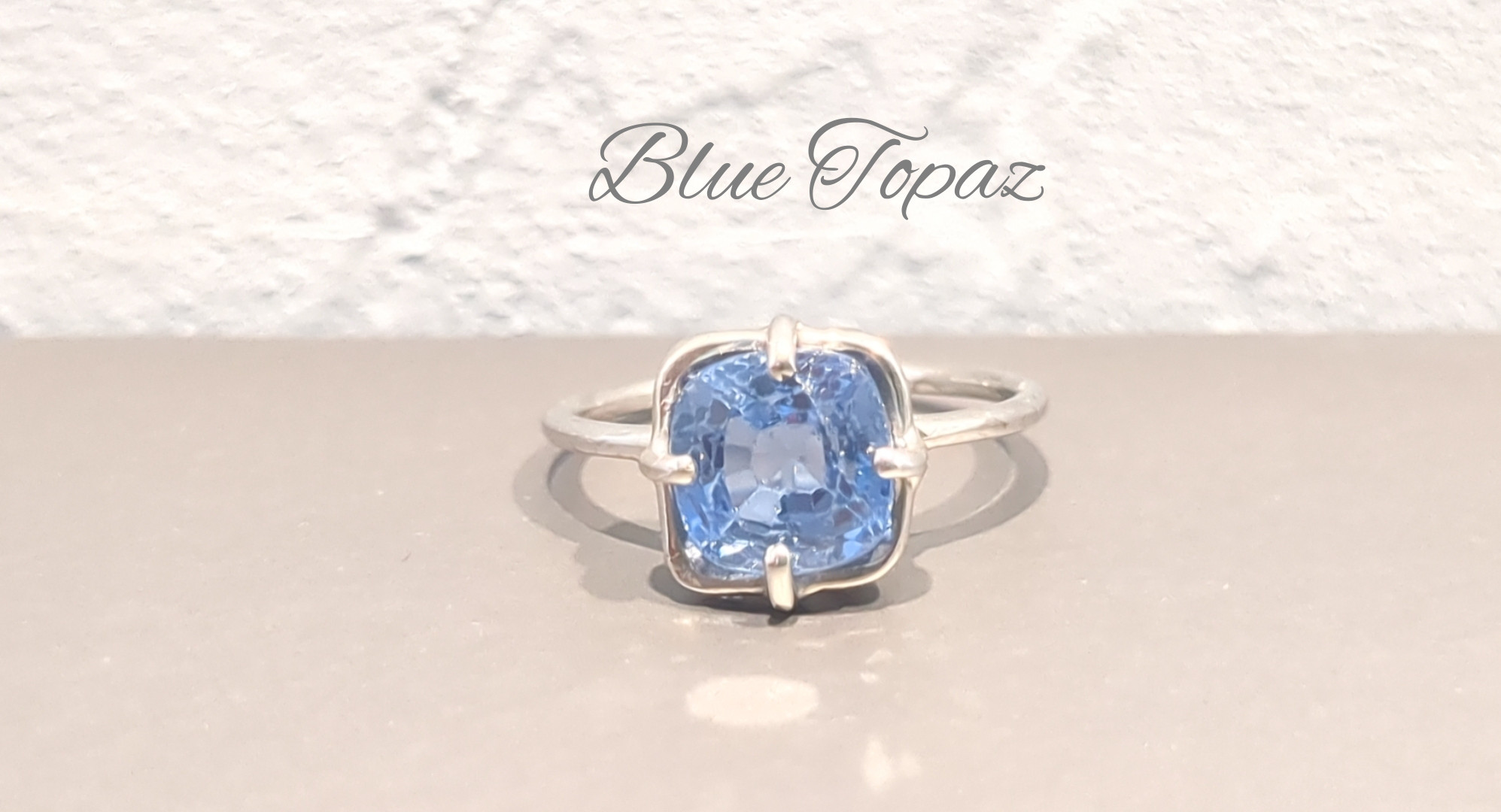 新作☆11月誕生石『ブルートパーズ』世界でひとつの天然石リングsilver925 +ロジウム