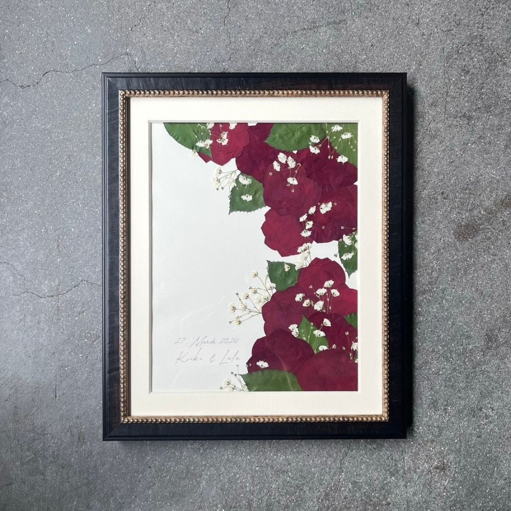 《赤バラ専用》【アフターブーケ ＜Edi エディ＞】生花ブーケを「押し花＆額装」してお届けします