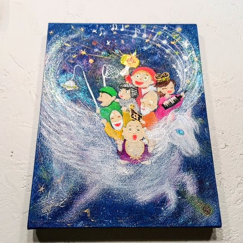 風水 吉祥 絵画 七福神と白い馬の宇宙の旅 新年 正月飾り 大黒天