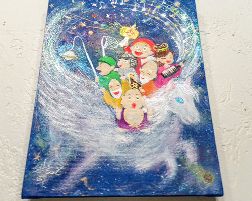 風水 吉祥 絵画 七福神と白い馬の宇宙の旅 新年 正月飾り 大黒天