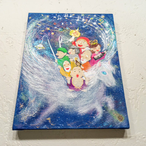 風水 吉祥 絵画 七福神と白い馬の宇宙の旅 新年 正月飾り 大黒天