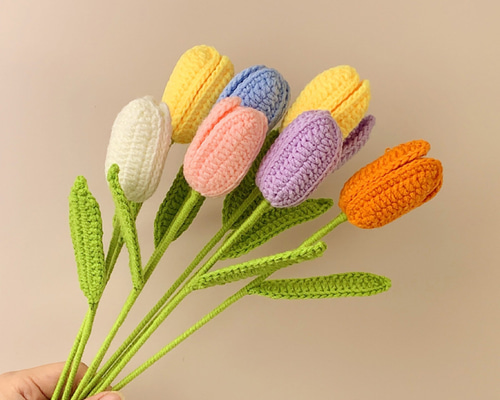 チューリップ】毛糸 かぎあみ かぎ針編み あみぐるみ 枯れない花