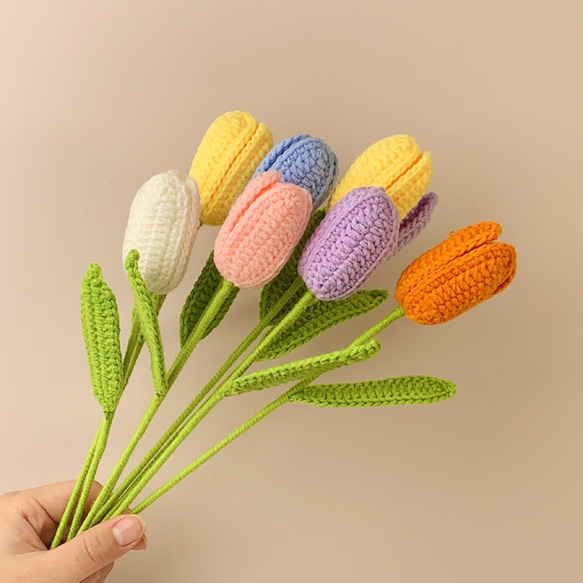 チューリップ】毛糸 かぎあみ かぎ針編み あみぐるみ 枯れない花