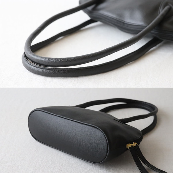 新作　上質シュリンク　PUレザー　トートバッグ　ハンド　鞄　肩掛け　ブラック　フォーマル　卒業式　卒園式　P94B 8枚目の画像