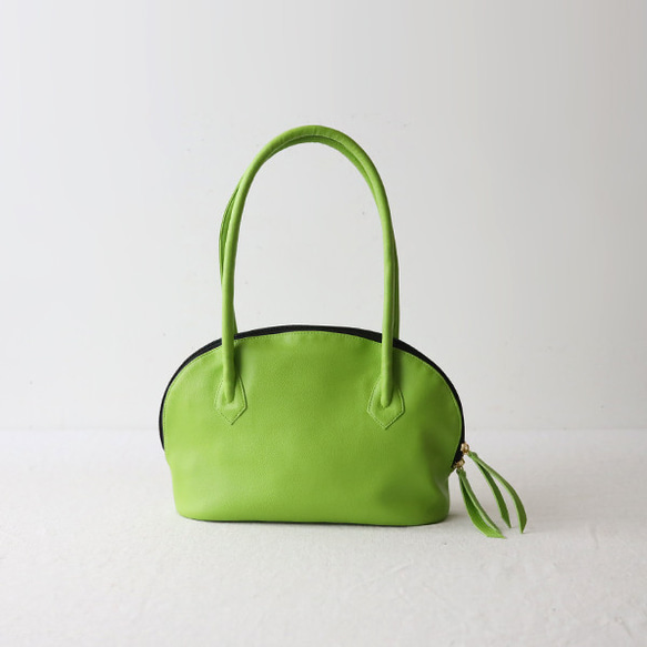 新作　上質シュリンク　PUレザー　ラウンド　トートバッグ　ハンド　鞄　肩掛け　グリーン　P94D 12枚目の画像