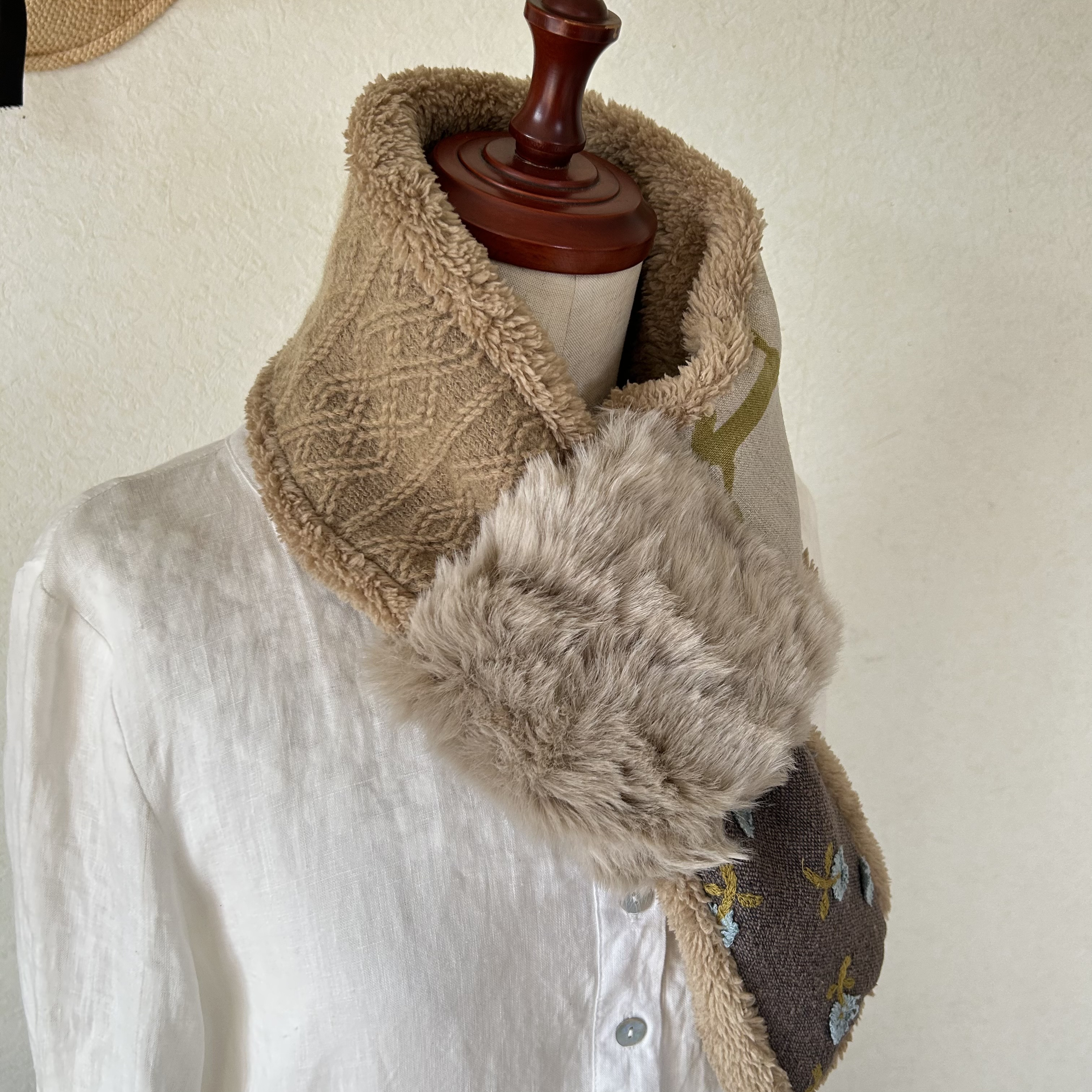 即発送⭐️ファーリングのプチマフラー⭐️キャメル⭐うさぎ⭐ミナペルホネンファブリック⭐️受注製作