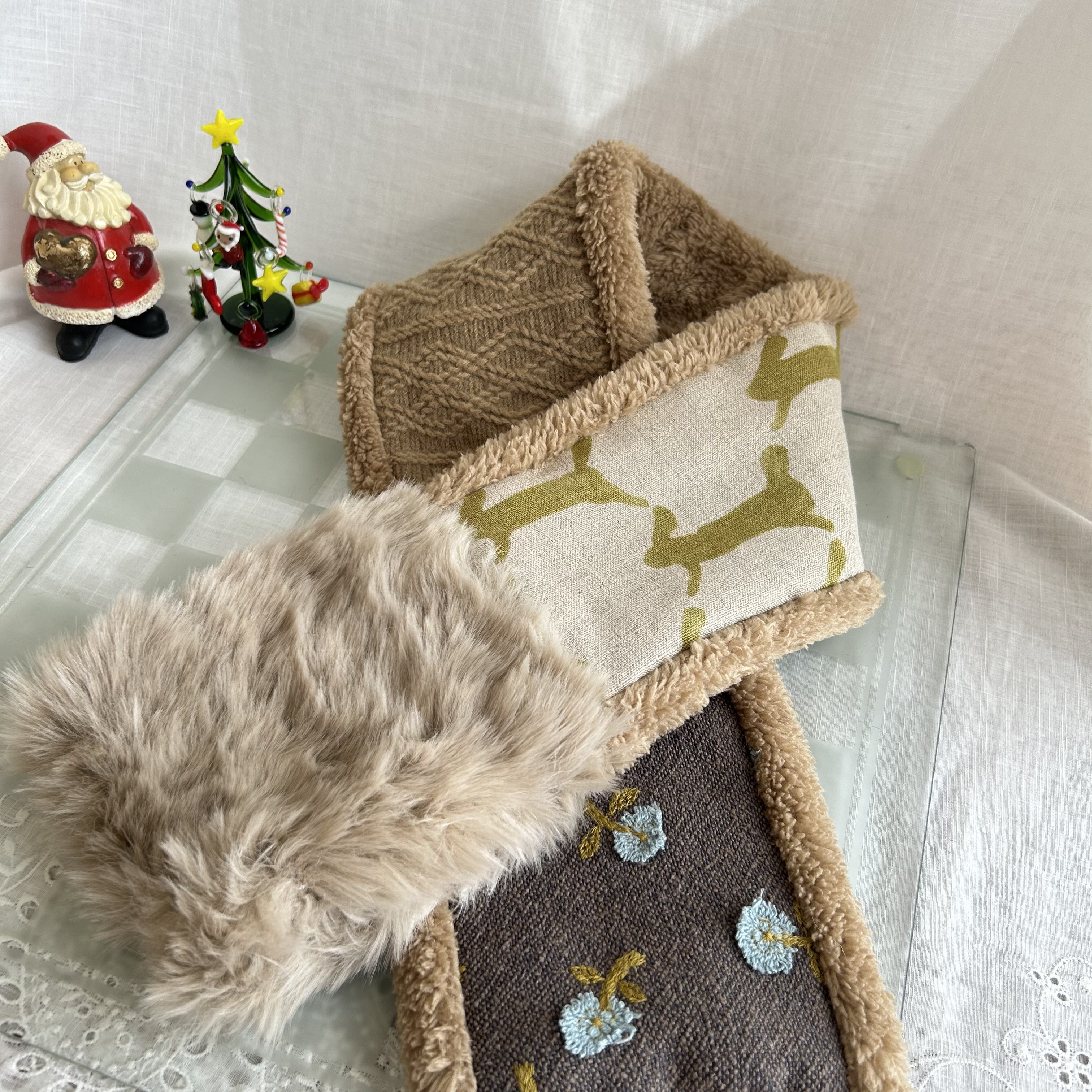 即発送⭐️ファーリングのプチマフラー⭐️キャメル⭐うさぎ⭐ミナペルホネンファブリック⭐️受注製作