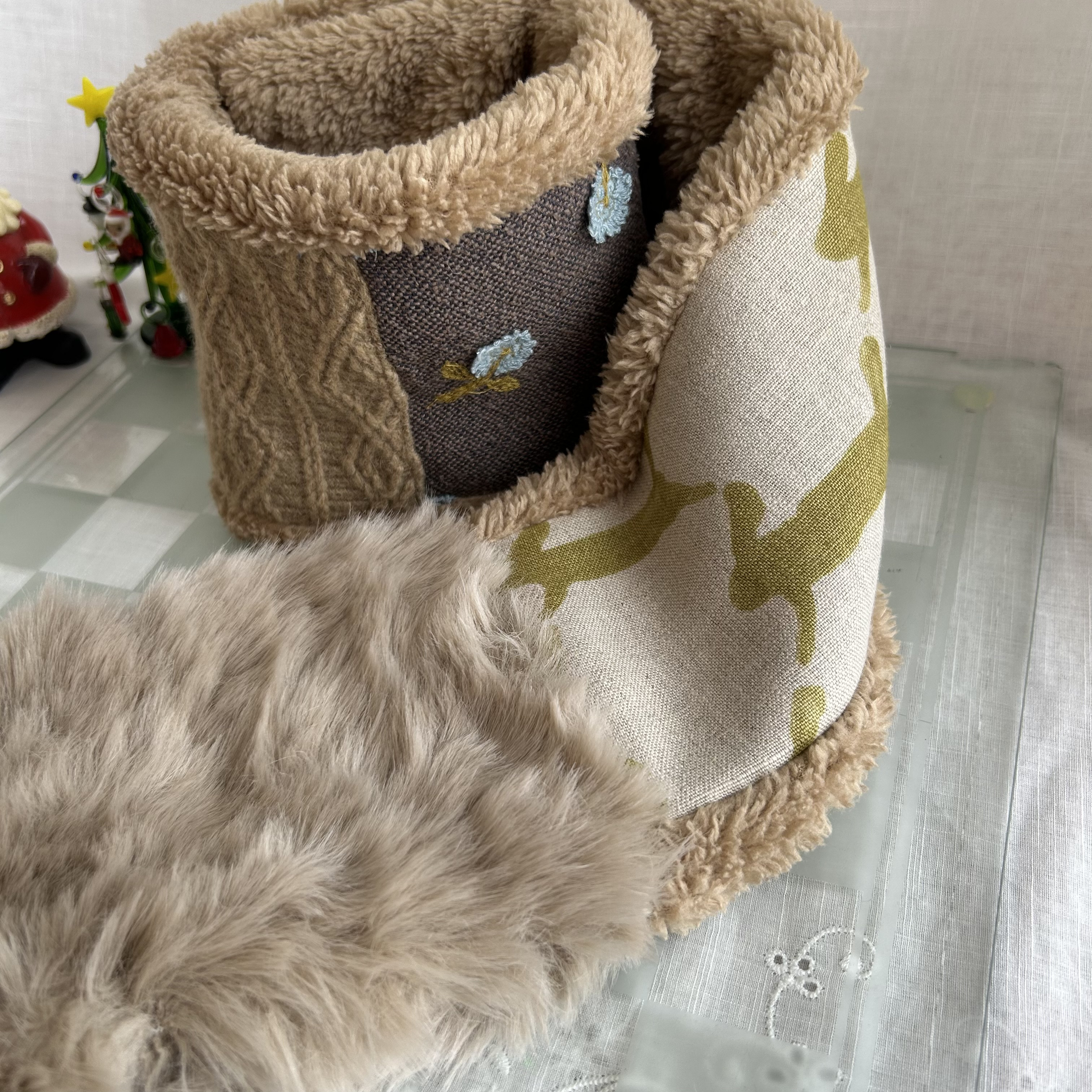 即発送⭐️ファーリングのプチマフラー⭐️キャメル⭐うさぎ⭐ミナペルホネンファブリック⭐️受注製作