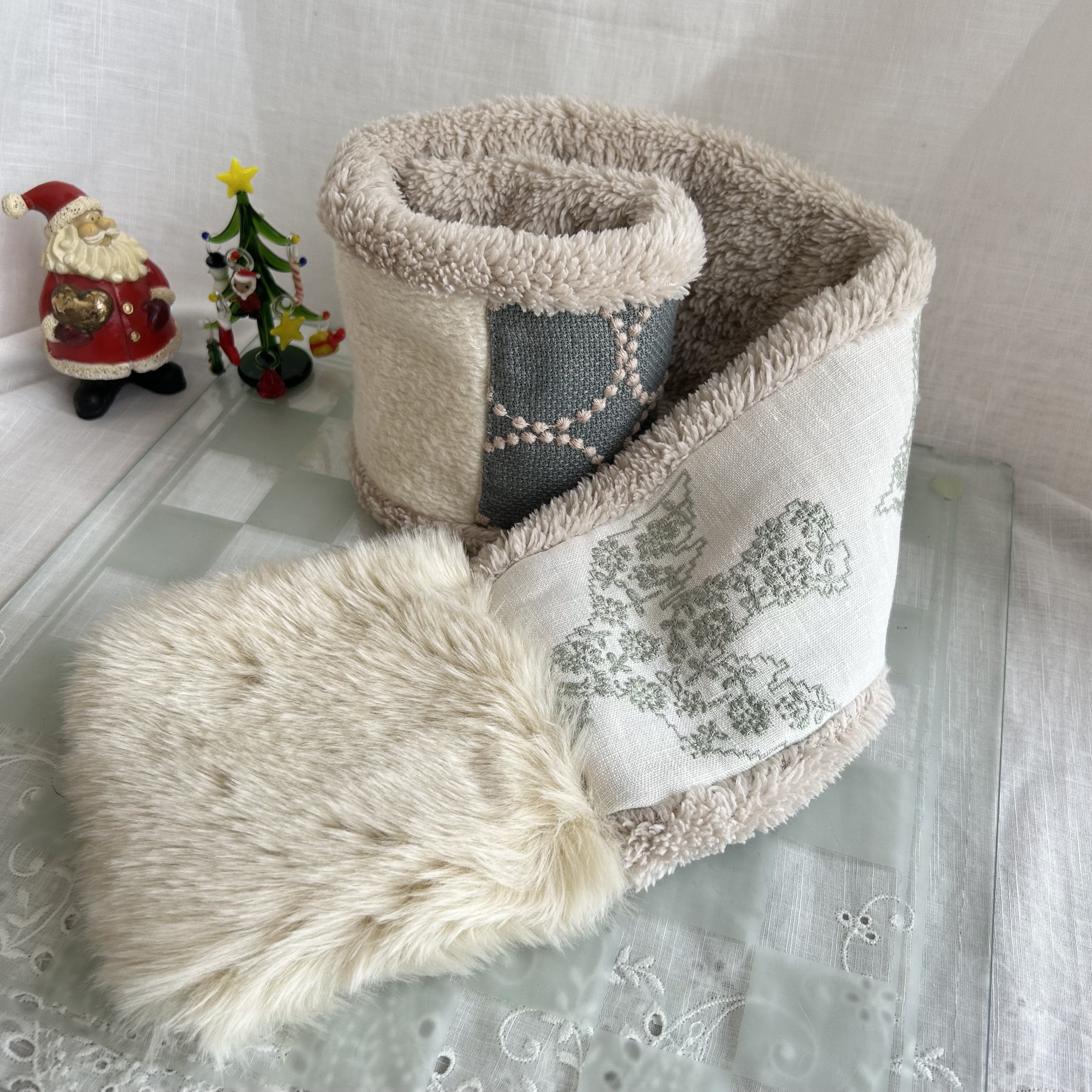 ⭐️ファーリングのプチマフラー⭐️若草色⭐ミナペルホネンファブリック⭐️受注製作 ⭐️ファーリングのプチマフラー⭐️若草色⭐ミナペルホネンファブリック⭐️受注製作