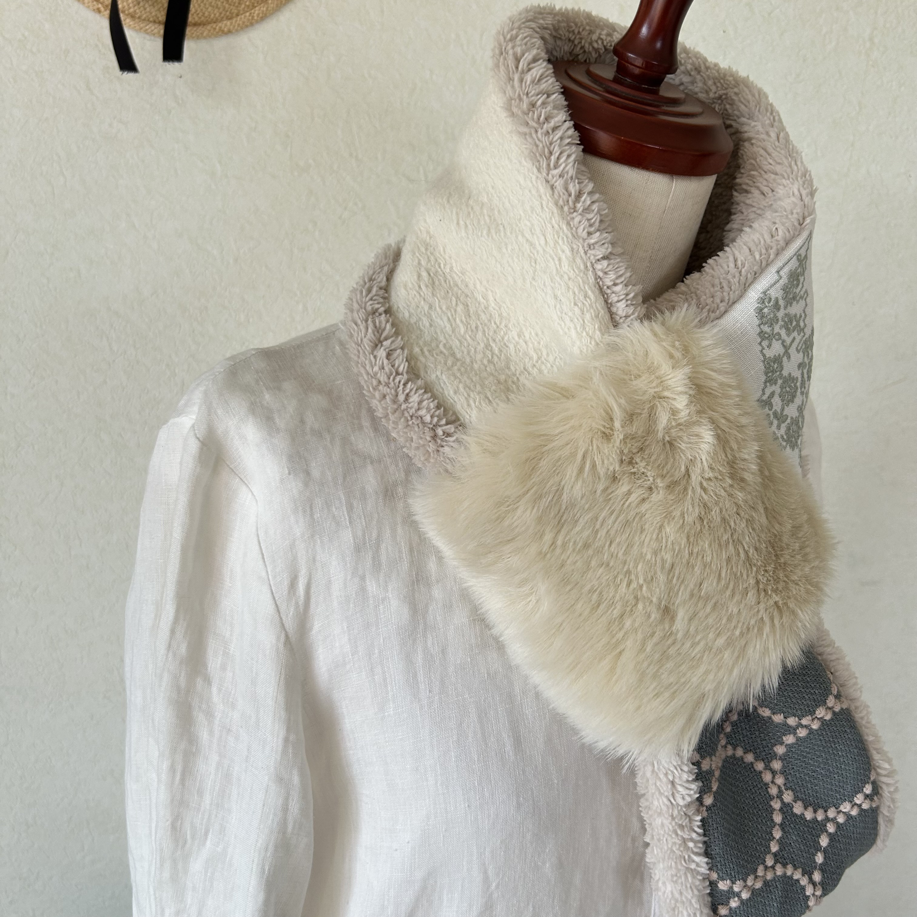 ⭐️ファーリングのプチマフラー⭐️若草色⭐ミナペルホネンファブリック⭐️受注製作 ⭐️ファーリングのプチマフラー⭐️若草色⭐ミナペルホネンファブリック⭐️受注製作