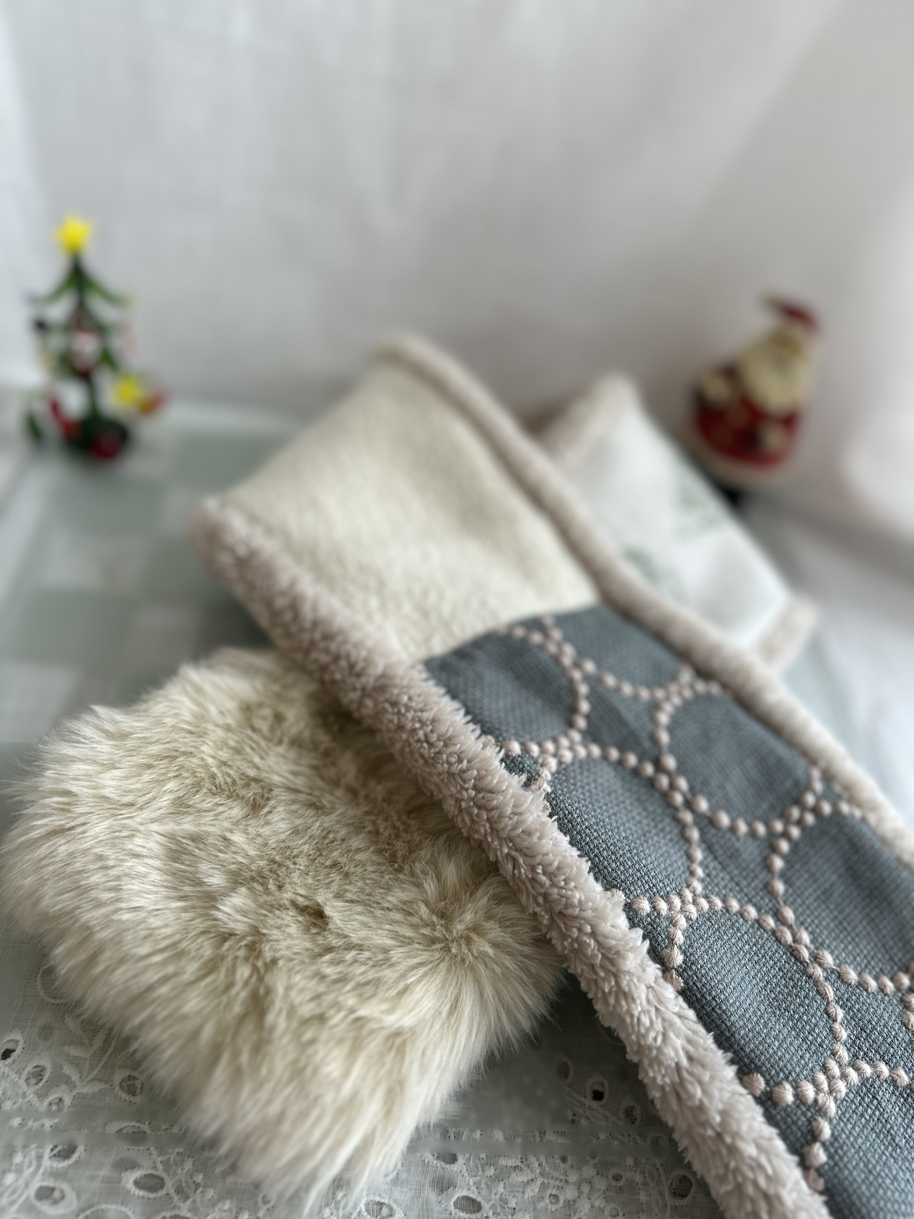 ⭐️ファーリングのプチマフラー⭐️若草色⭐ミナペルホネンファブリック⭐️受注製作 ⭐️ファーリングのプチマフラー⭐️若草色⭐ミナペルホネンファブリック⭐️受注製作