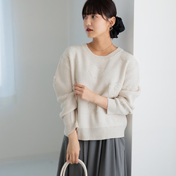 【AW新作】年齢を重ねた今こそ着てみて！ハート柄ニット シンプル クルーネック 長袖 25565 3枚目の画像