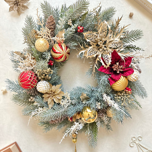 商品名【聖蘭】華やか！❤ポインセチアのクリスマスリース 冬リース