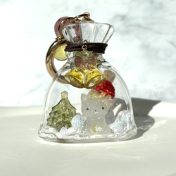 水鏡の巾着 シェイカーキーホルダー レジンキーホルダー 琥珀糖