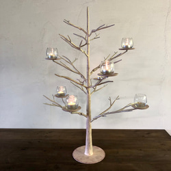 ロートアイアン製 折りたたみ式 クリスマスツリー アイボリー色