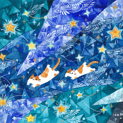 虹*堂様 半魚ネコ① 25cm✖️20cmパネルキャンバス 虹*堂様 半魚ネコ①