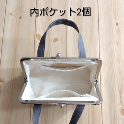 リバティ　トートバッグ型　大きめがま口ポーチ　16.5cm口金　通帳ケース　お薬手帳ケース　花柄　エイブリ　491 7枚目の画像