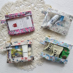 XXS-3　リバティ　ラミ　クリアポーチ　カードサイズ 　スモールスザンナ　♡大小さまざまなひまわり 8枚目の画像