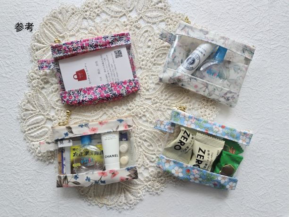 XXS-3　リバティ　ラミ　クリアポーチ　カードサイズ 　スモールスザンナ　♡大小さまざまなひまわり 8枚目の画像