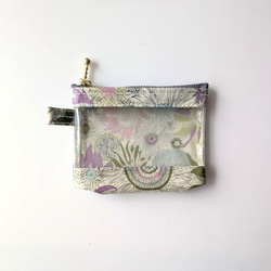 XXS-3　リバティ　ラミ　クリアポーチ　カードサイズ 　スモールスザンナ　♡大小さまざまなひまわり 1枚目の画像