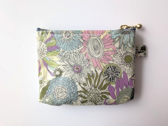 XXS-3　リバティ　ラミ　クリアポーチ　カードサイズ 　スモールスザンナ　♡大小さまざまなひまわり 3枚目の画像