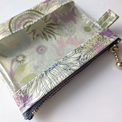 XXS-3　リバティ　ラミ　クリアポーチ　カードサイズ 　スモールスザンナ　♡大小さまざまなひまわり 5枚目の画像