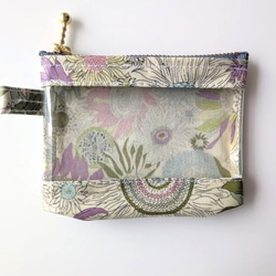 XXS-3　リバティ　ラミ　クリアポーチ　カードサイズ 　スモールスザンナ　♡大小さまざまなひまわり 2枚目の画像