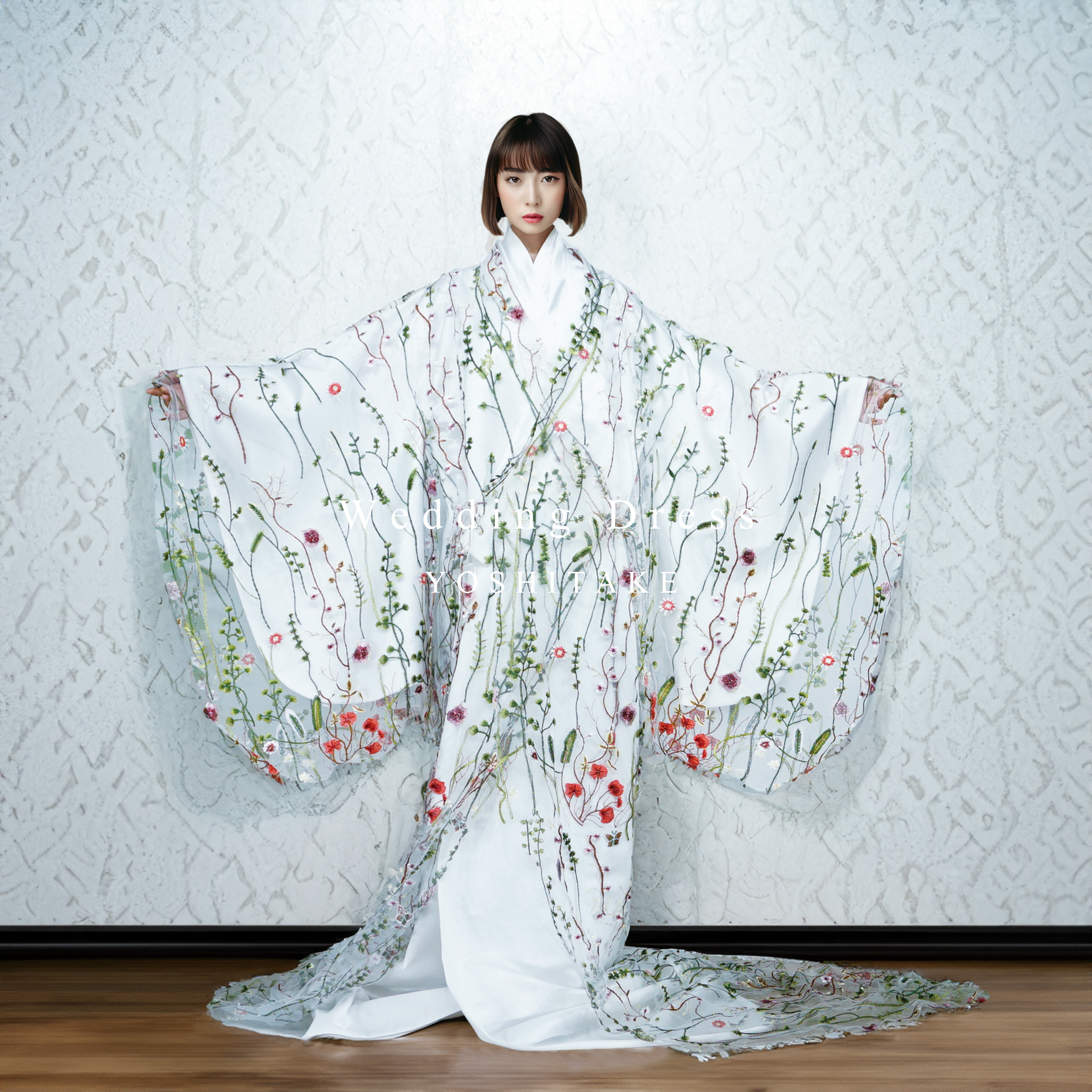 【オーダー制作】ウエディングドレス.白.カラードレス.打ち掛け.着物風ドレス.Y1632-2