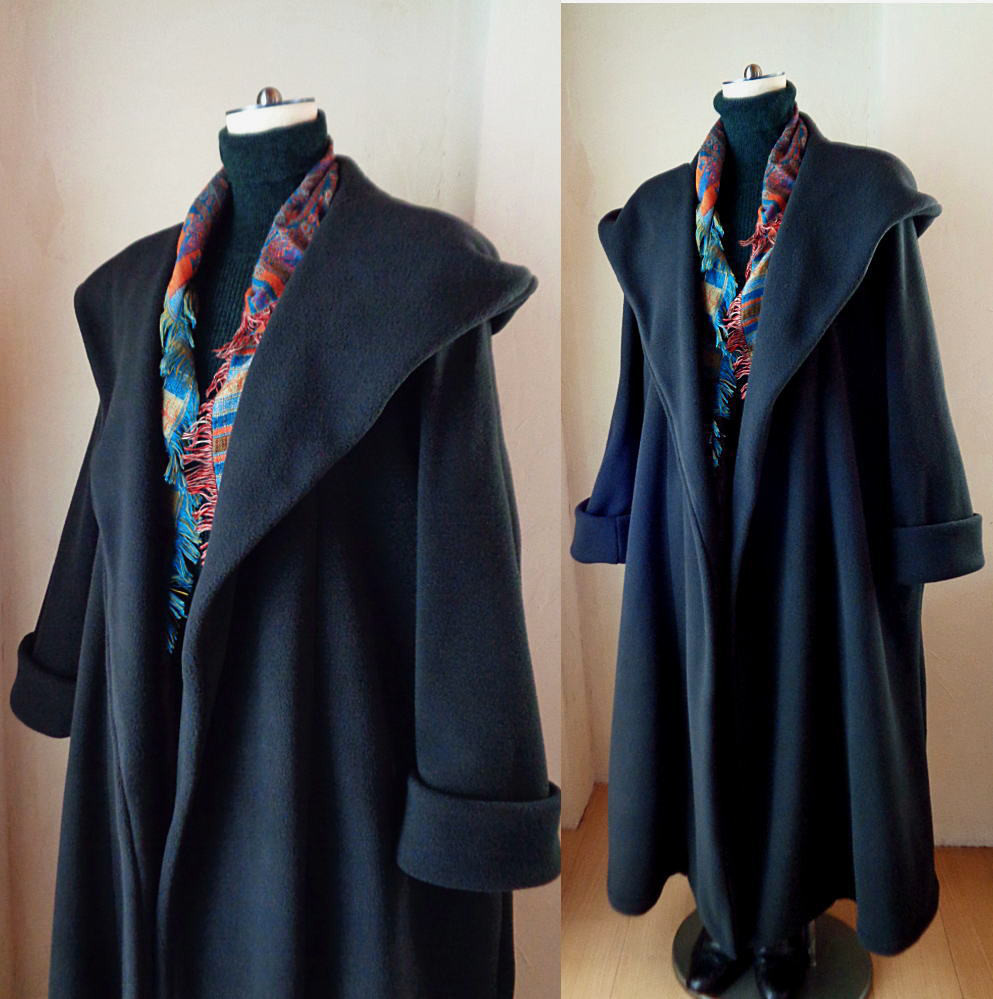 ラス１♥魔法使い♥超軽量 ビッグフード ローブコート♥墨黒♥アンチピリング加工 ふんわり上質フリース