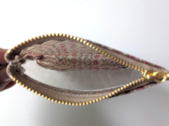 XXS-3　リバティ　ラミ　クリアポーチ　カードサイズ 　スリーピングローズ　♡皆川明氏とのコラボ 6枚目の画像