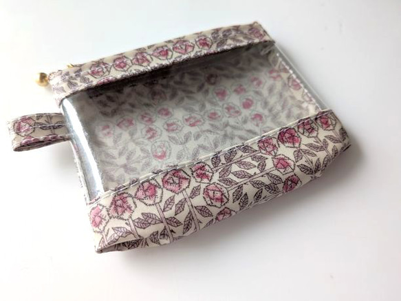 XXS-3　リバティ　ラミ　クリアポーチ　カードサイズ 　スリーピングローズ　♡皆川明氏とのコラボ 4枚目の画像