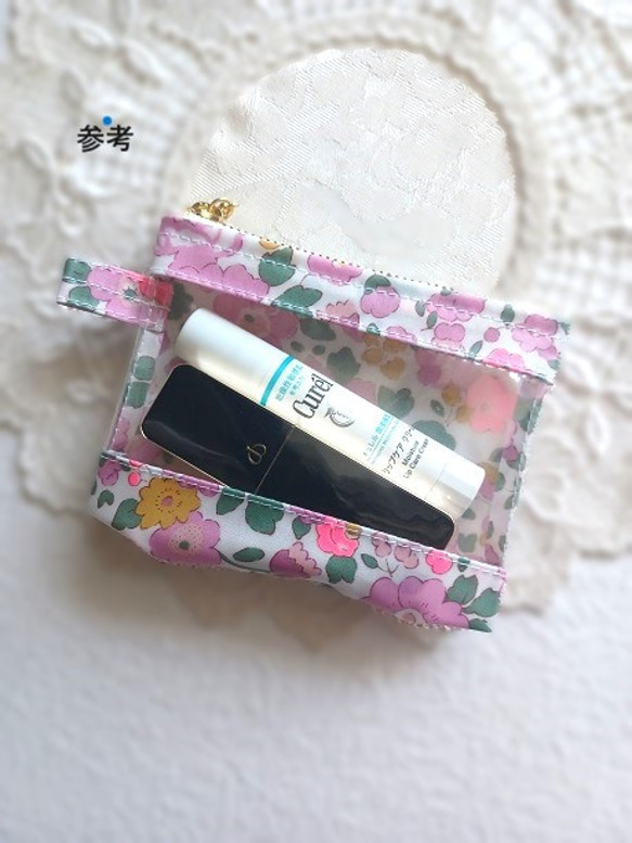 XXS-3　リバティ　ラミ　クリアポーチ　カードサイズ 　スリーピングローズ　♡皆川明氏とのコラボ 7枚目の画像