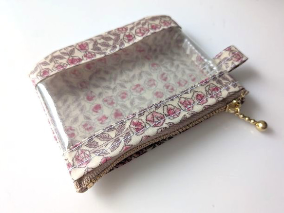 XXS-3　リバティ　ラミ　クリアポーチ　カードサイズ 　スリーピングローズ　♡皆川明氏とのコラボ 5枚目の画像