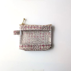 ☆受注制作☆仕切り付きA4 L字ファスナーポーチ リバティ ラミネート