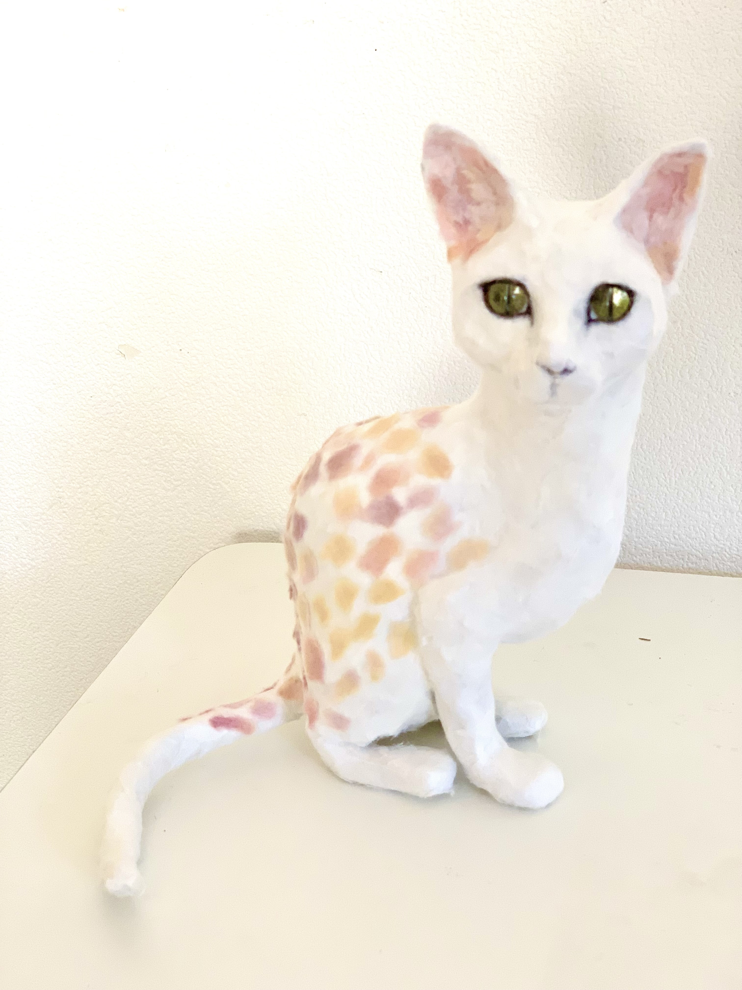 和紙の花柄色お座り猫 /Floral Cat