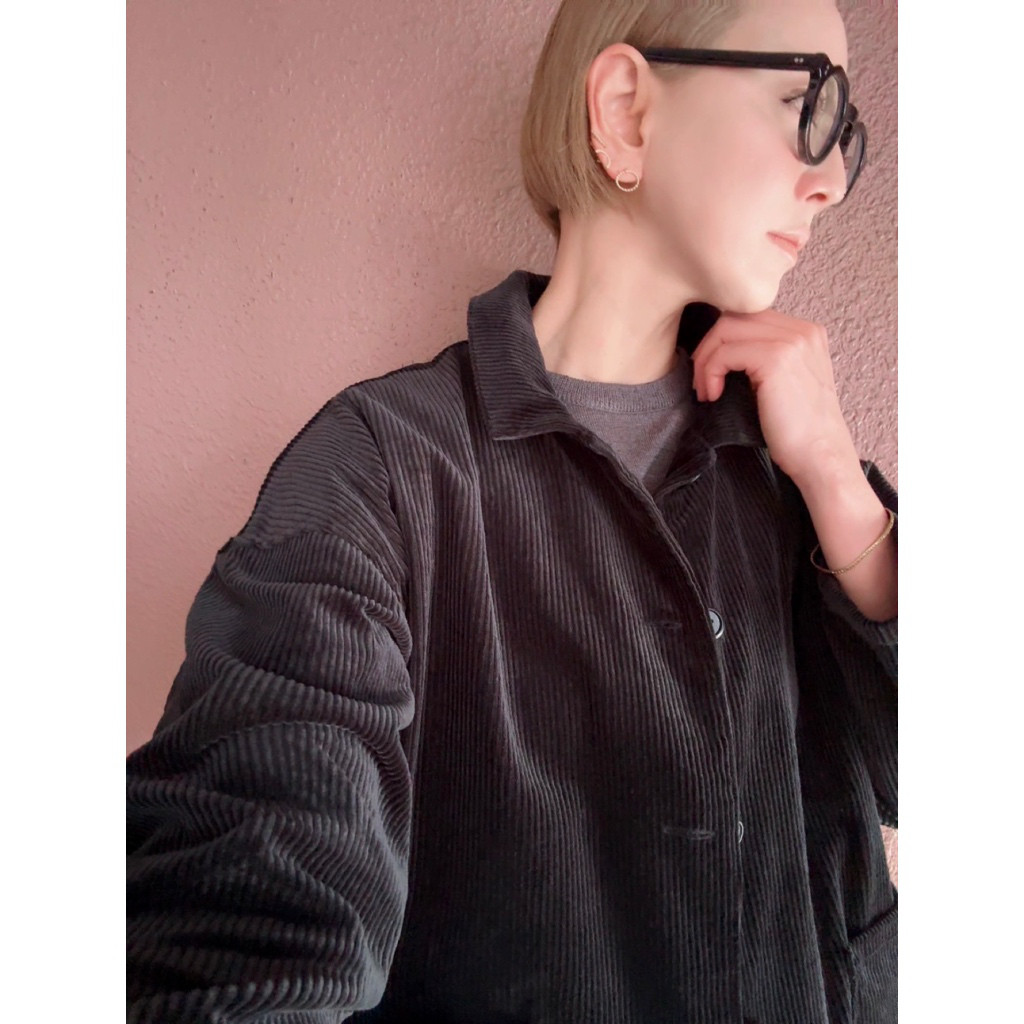 長さ選べる❤️RATA❤️太畝コーデュロイ❤️大人かっこいいハーフジャケット❤️ゆったり身幅❤️ブラック❤️春秋冬