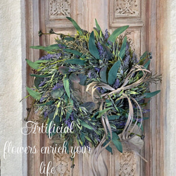 光触媒　人工観葉植物　ウォールグリーン　フェイクグリーン　ユーカリとラベンダー 2枚目の画像