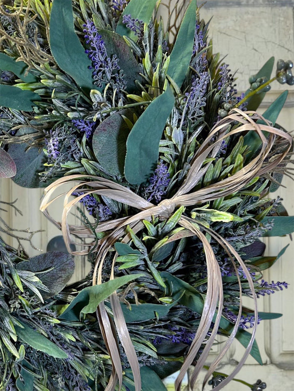 光触媒　人工観葉植物　ウォールグリーン　フェイクグリーン　ユーカリとラベンダー 5枚目の画像