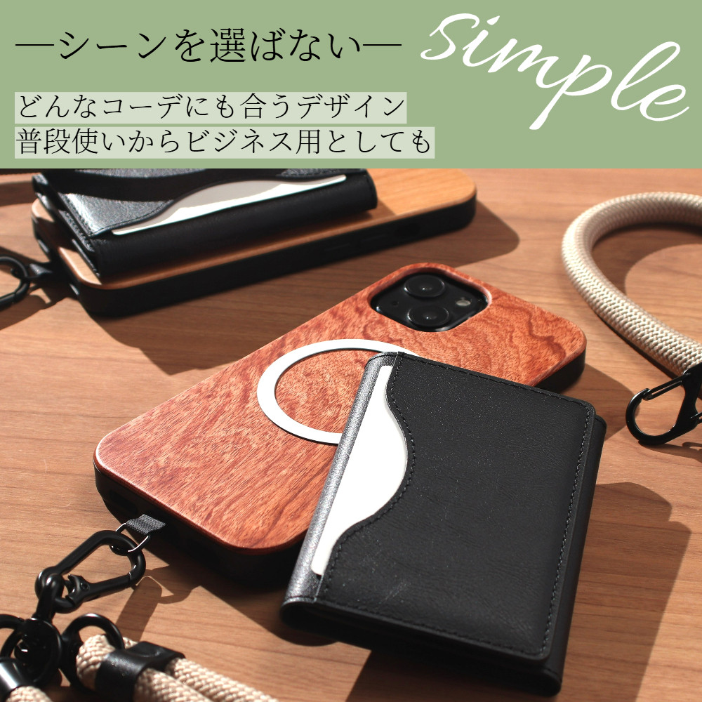 iphone13 ケース 木製 カード収納 13mini 13Pro MAX magsafe ショルダー ストラップ