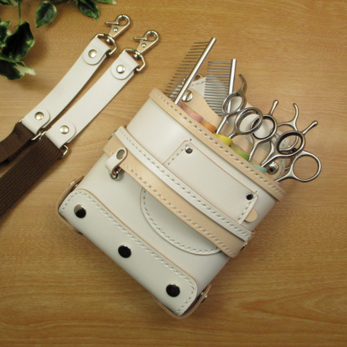 トリマー向き】 8丁 ホワイト＆ナチュラル シザーケース TSC-13/CWB