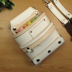 本革 ハンドメイド 8丁差し シザーケース (ブラック×ダークブラウン