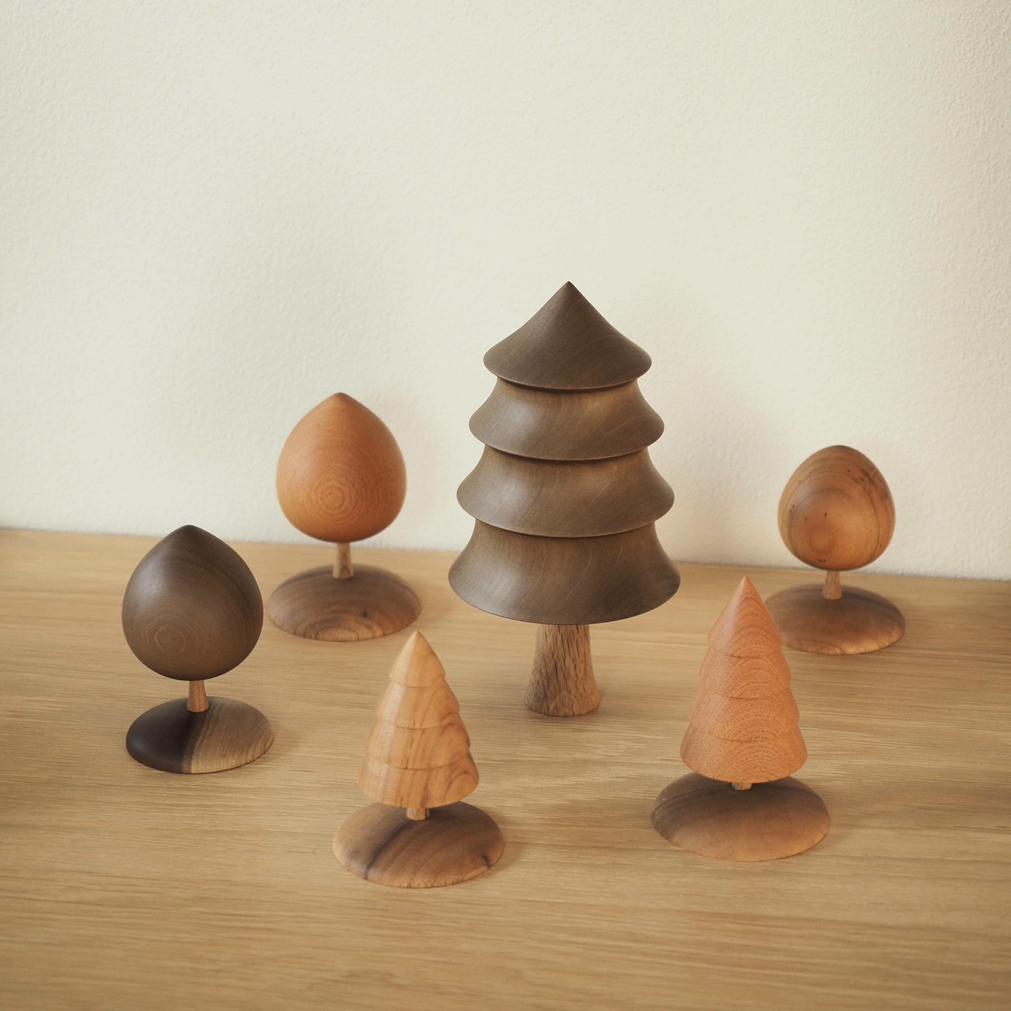 木の樹 ｰkumikiｰ S・３樹種を組み合わせたツリー型オブジェ・天然木・無着色・一点物