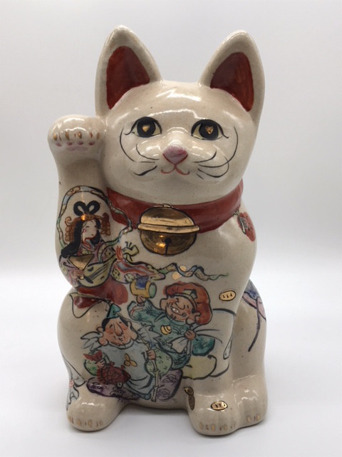 105-0003-1　置物 インテリア 和陶器 和モダン /招き猫(白・七福神)大