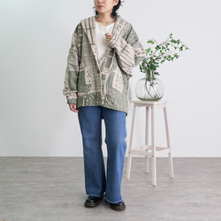 くつろ着カーディガン/インディゴブルー/知多木綿 ダイヤガーゼ ロング