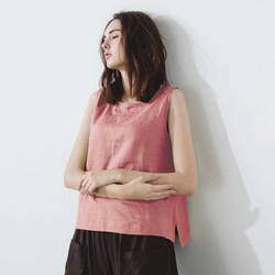 橢領背心 - 粉橘紅 第1張的照片