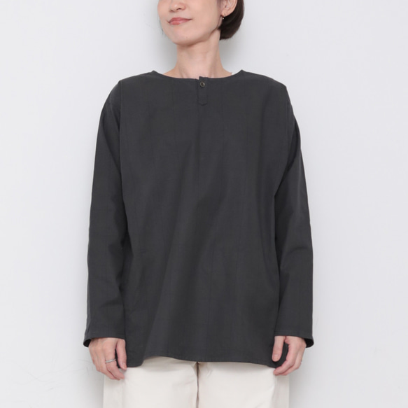 Gender-free tops / charcoal checked pattern 9枚目の画像